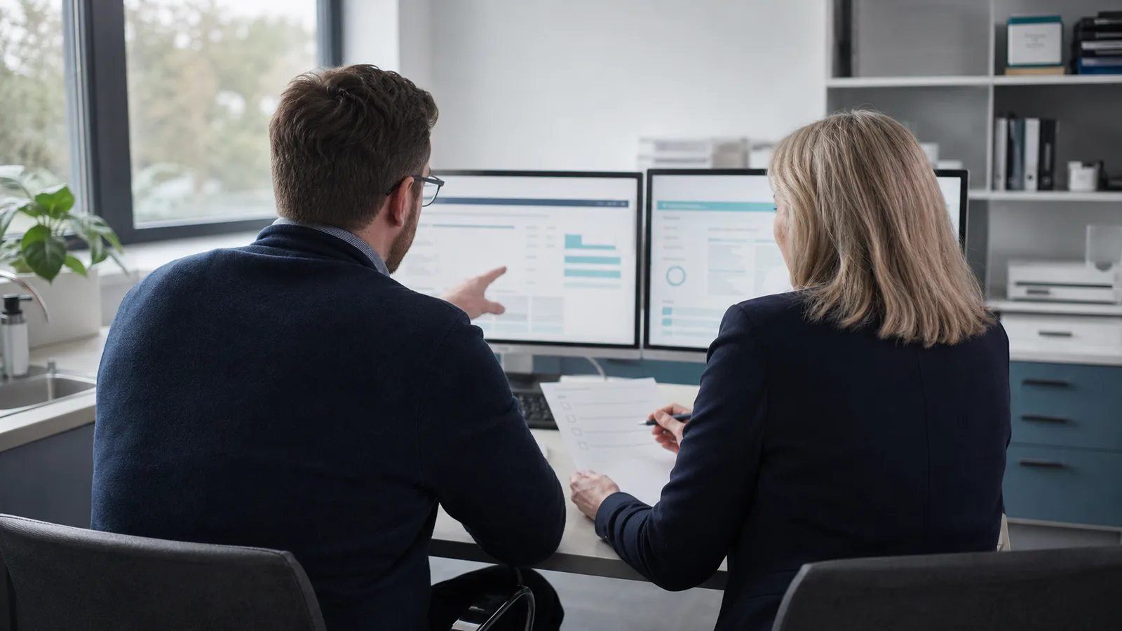 IT specialist and practice manager validating a clinical software migration