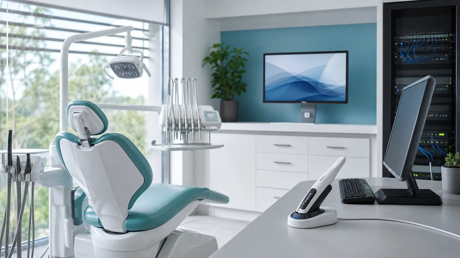 Modern dental surgery with imaging, scanning and network technology